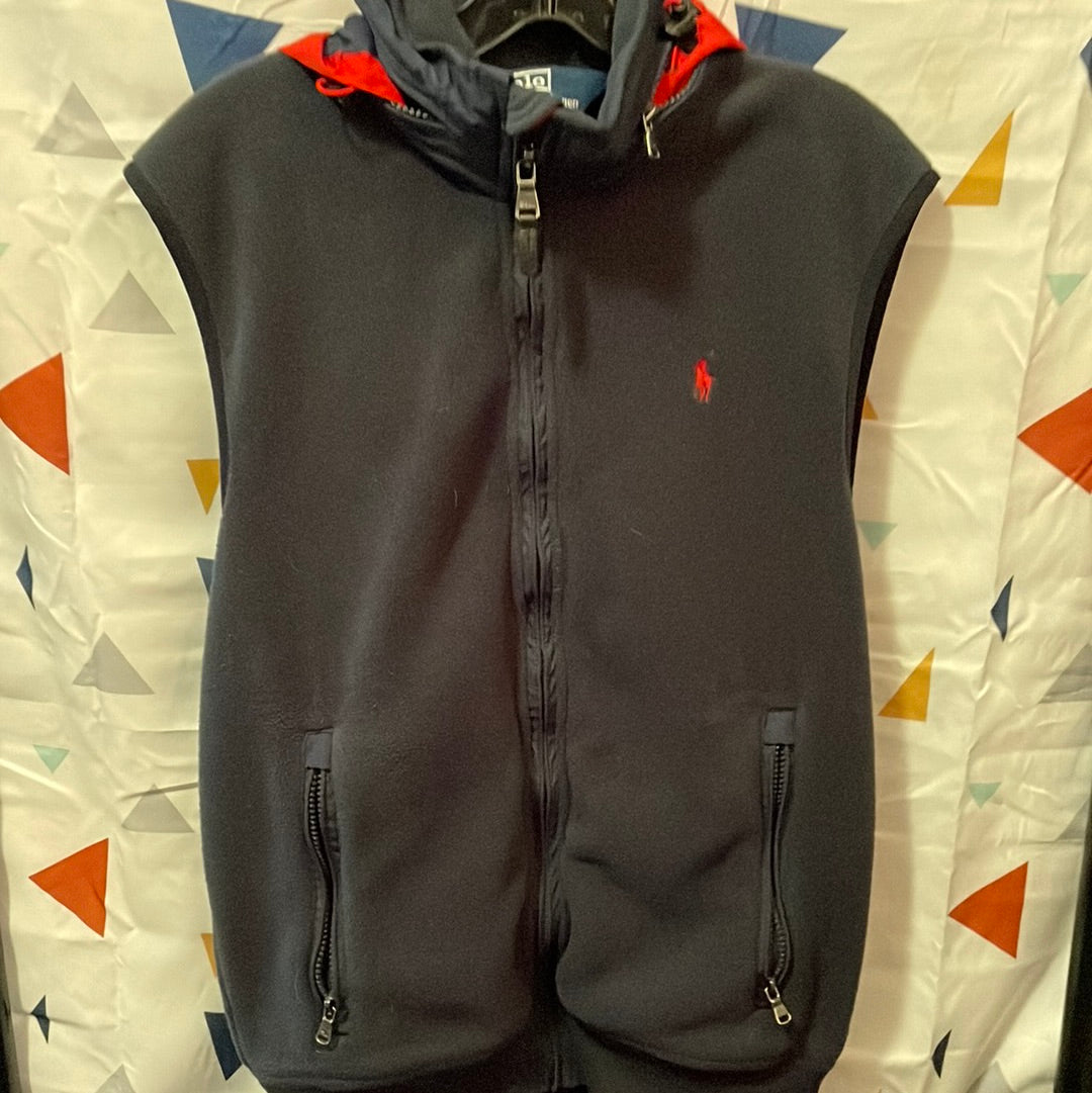 Polo Hooded Fleece Vest Size Small